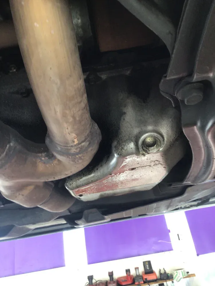 Engine oil leak from oil pan gasket — found during inspection at Beacon Auto Care San Mateo