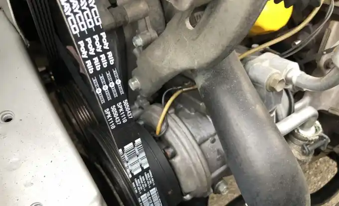Serpentine belt replacement during service at Beacon Auto Care San Mateo